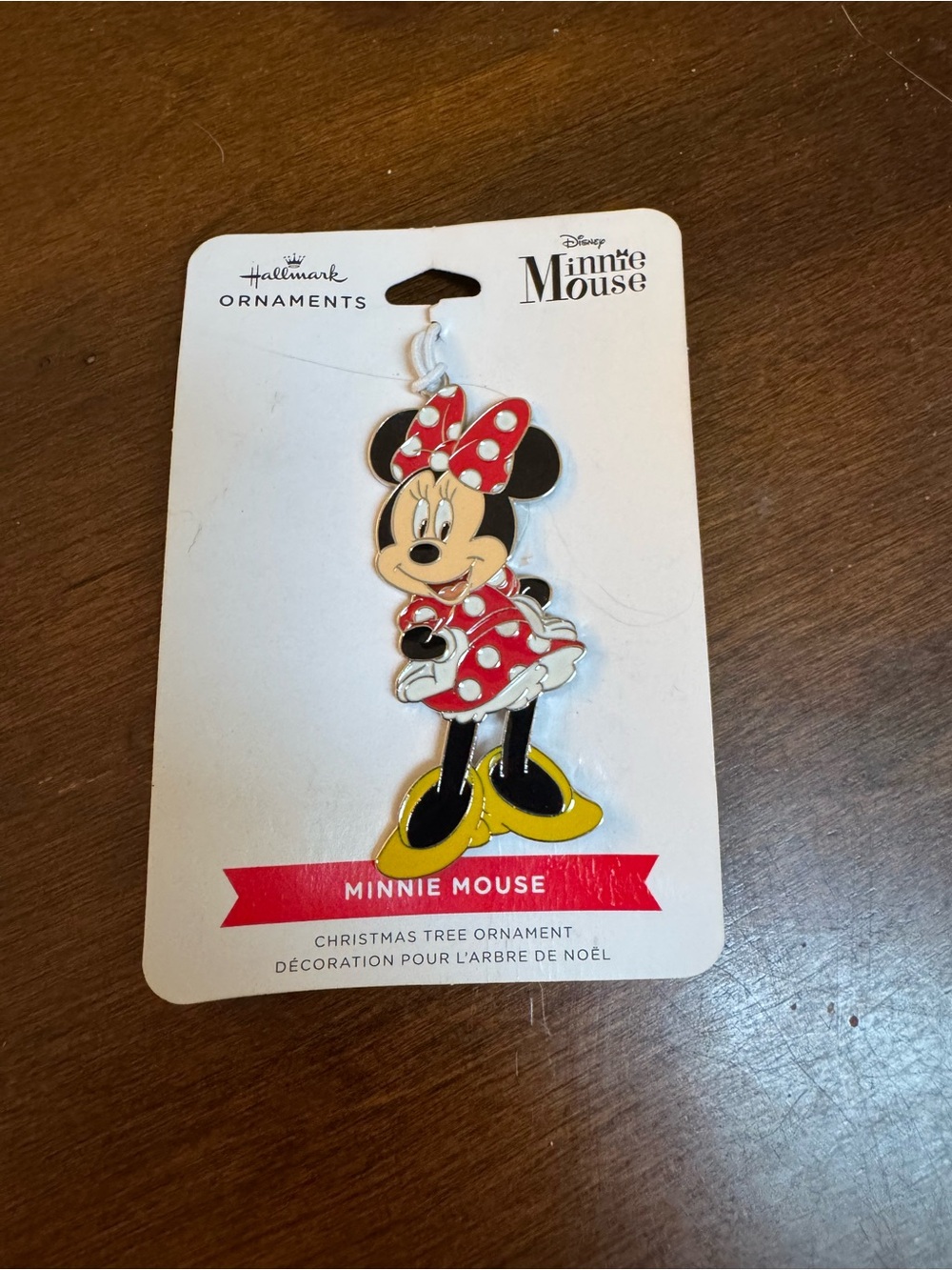 Hallmark Minnie Mouse flat metal Christmas ornament on card 2021 NEW